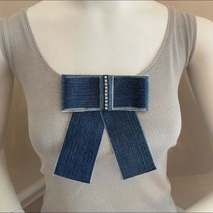 Denim Bow Brooch